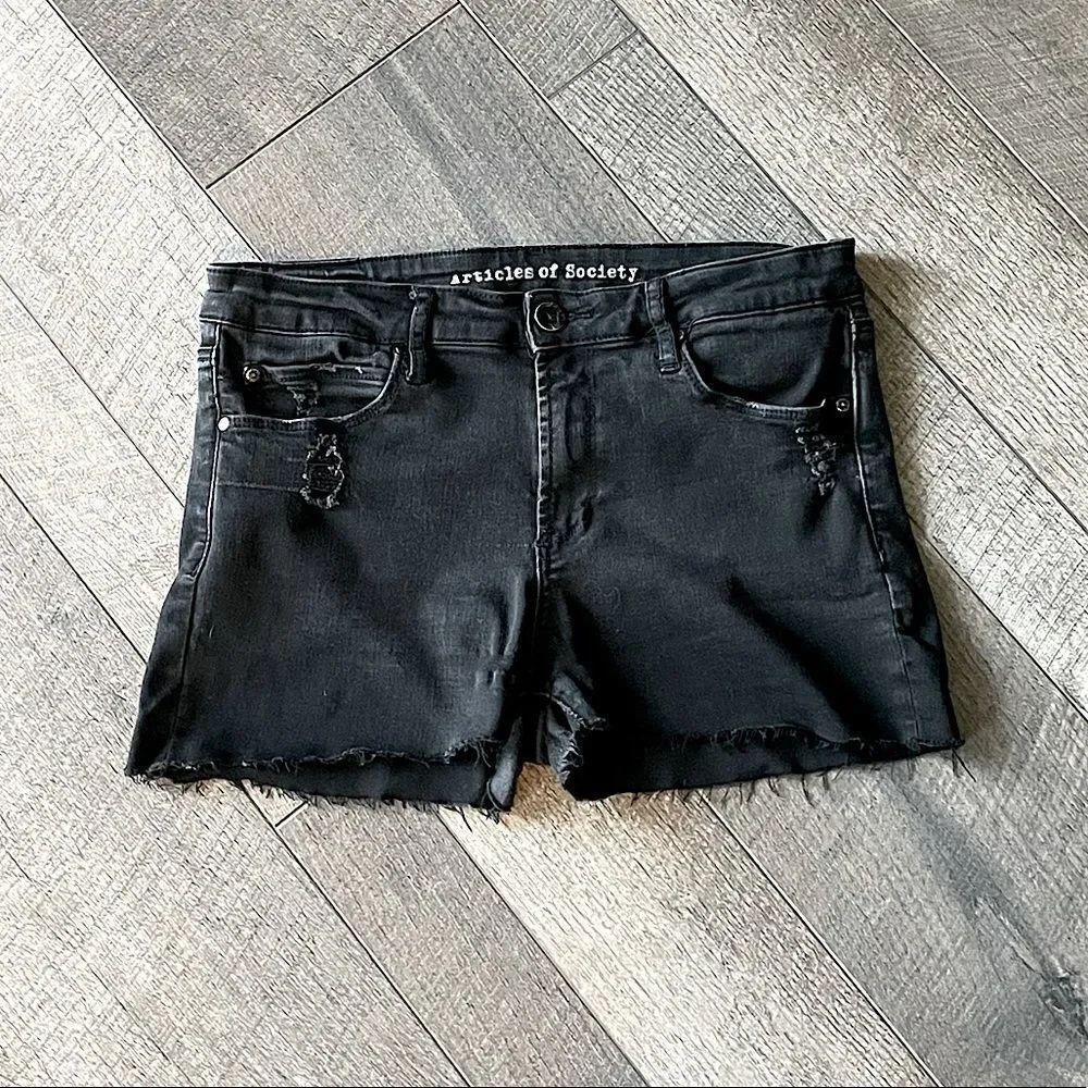 Articles of Society Black Cut-Off Jean Shirts. Size 29.